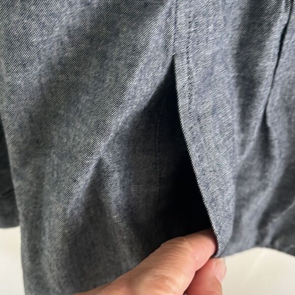 EUC Eileen Fisher gray blue stand collar chambray jacket large - Picture 7 of 9